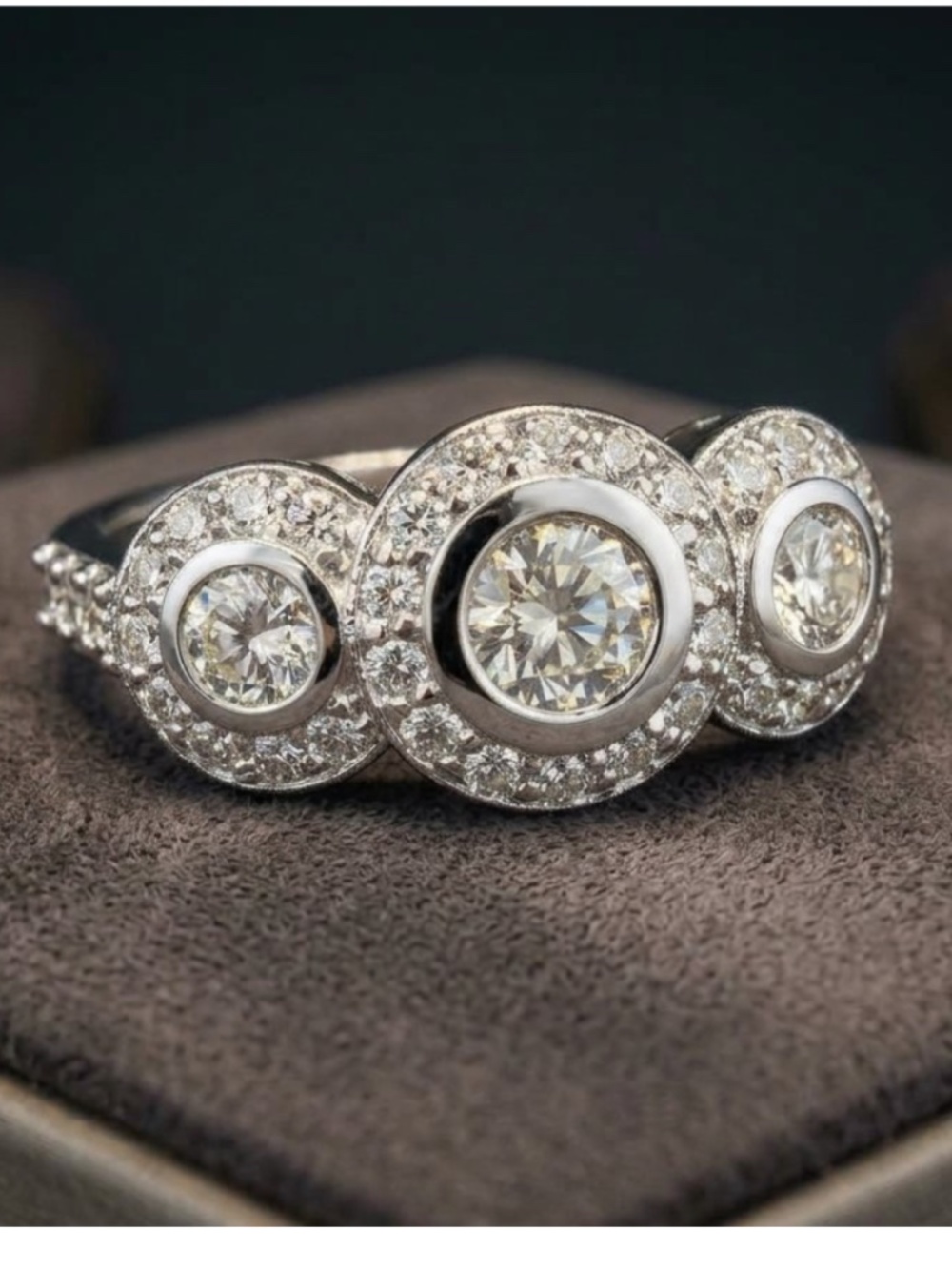 Heirloom / Estate 1.80 CTTW Custom Deco Diamond Ring - 14K White Gold